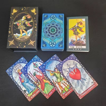 Tarot kartes ar foliju – PET materiāls, pilns komplekts iesācējiem, iekļauts video vadlīnija