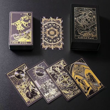 Tarot kartes ar foliju – PET materiāls, pilns komplekts iesācējiem, iekļauts video vadlīnija