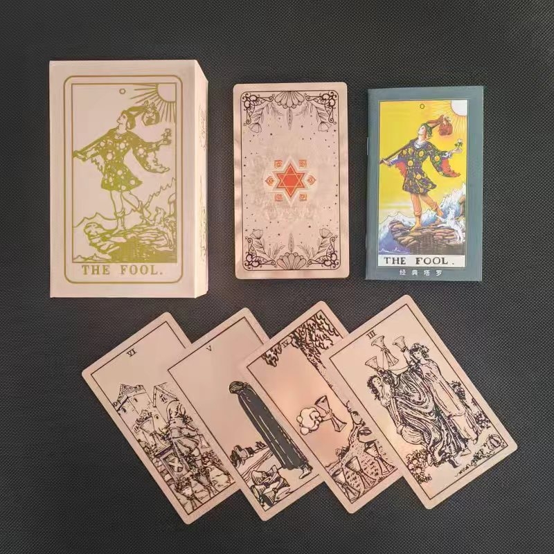 Tarot kartes ar foliju – PET materiāls, pilns komplekts iesācējiem, iekļauts video vadlīnija