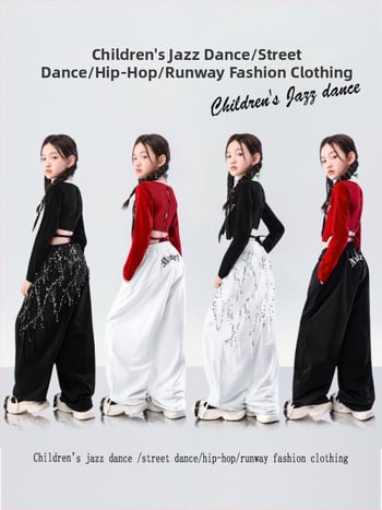 Vaikų džazo šokių komplektas miestui — kroptop mergaitėms, 95% medvilnė, švelni audinio apdaila, 8+ metų, pavasaris-ruduo