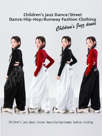 Vaikų džazo šokių komplektas miestui — kroptop mergaitėms, 95% medvilnė, švelni audinio apdaila, 8+ metų, pavasaris-ruduo