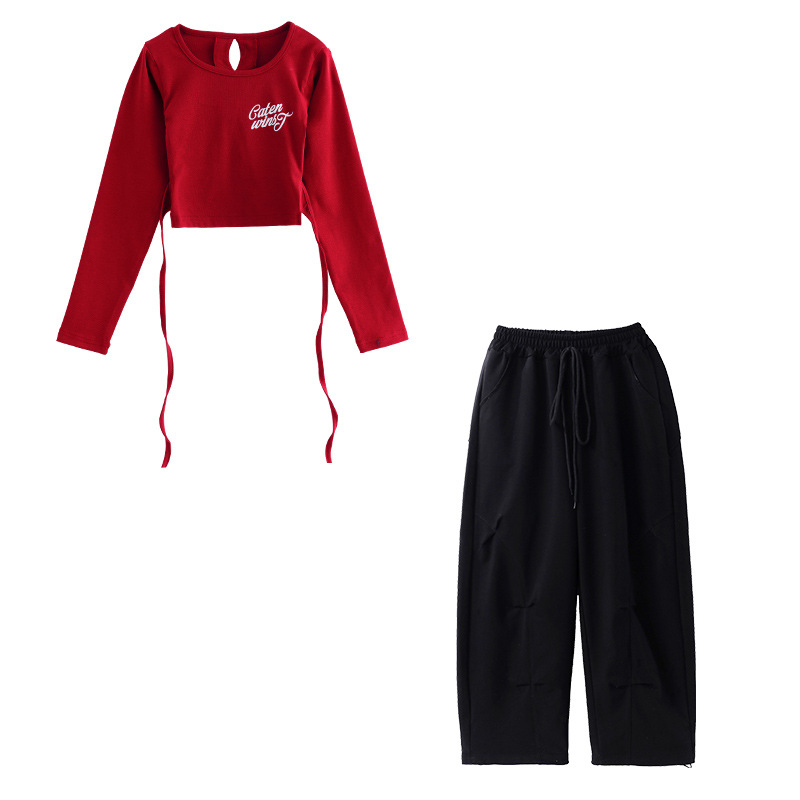 Vaikų džazo šokių komplektas miestui — kroptop mergaitėms, 95% medvilnė, švelni audinio apdaila, 8+ metų, pavasaris-ruduo