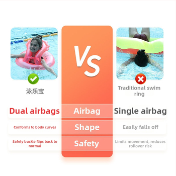 Bērnu peldēšanas riņķis ar paduses dizainu un apgāšanos aizsardzību, PVC materiāls, vienkrāsains raksts