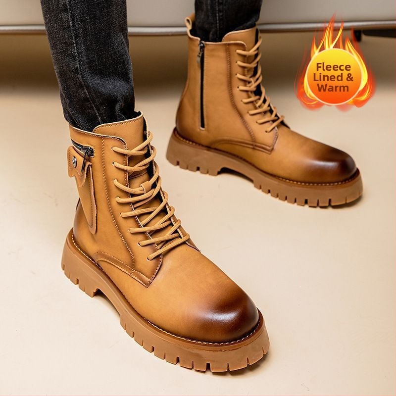 Muške Martin čizme, britanskog stila, gornji dio od mikrovlaknaste kože, flis podstava, debeli gumeni potplat