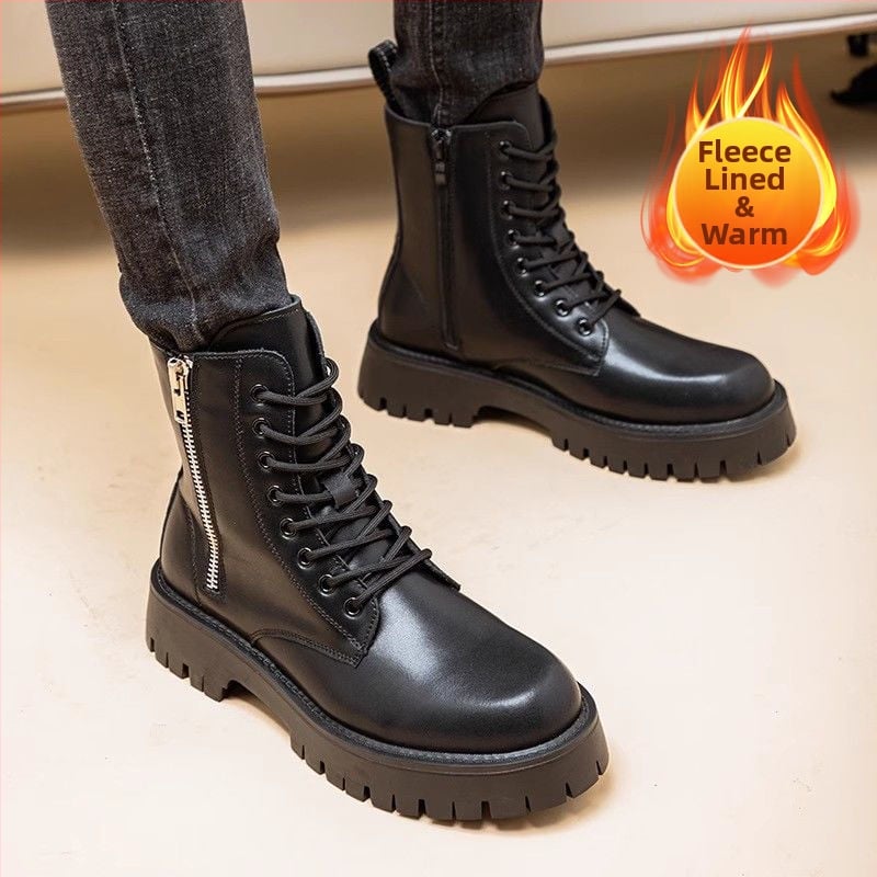 Muške Martin čizme, britanskog stila, gornji dio od mikrovlaknaste kože, flis podstava, debeli gumeni potplat