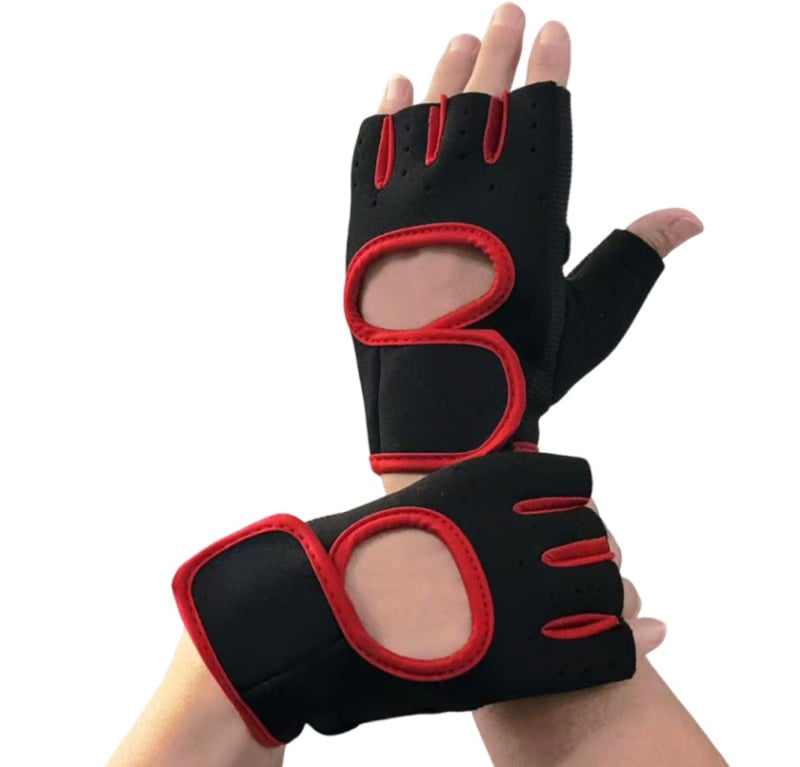 Sporta cimdi ar puspirkstiem velosipēdam un treniņiem — pieaugušajiem, viendzimuma, vidējā biezuma, puspirksta dizains