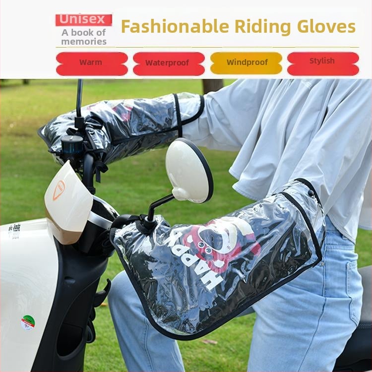 Elektriskā motocikla stūres vāciņš ar ziemas fleece pildījumu, bieza siltinājums, ūdensizturīgs PVC