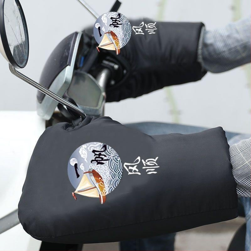 Elektriskā motocikla stūres vāciņš ar ziemas fleece pildījumu, bieza siltinājums, ūdensizturīgs PVC