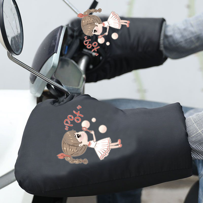 Elektriskā motocikla stūres vāciņš ar ziemas fleece pildījumu, bieza siltinājums, ūdensizturīgs PVC