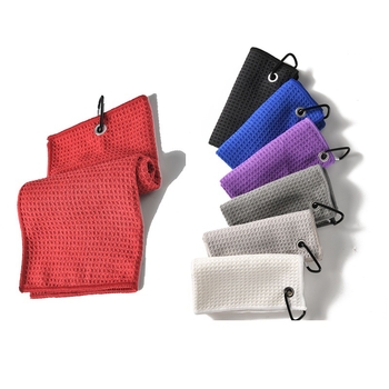 Mikrošķiedras golfa dvielis ar karabīnu, izšūts logotips un drukāts dizains, sporta dvielis golfam, pielāgojams