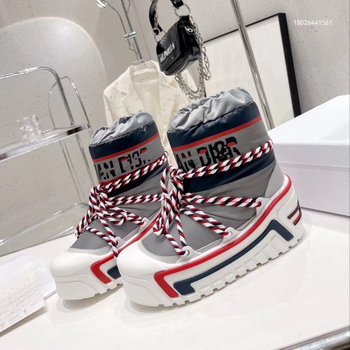 Moteriški žieminiai sniego botai su aukštu viršumi, klininis kulnas, šilkinis viršus, guma padas, avių velūro įdėklas