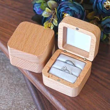 Cutie de propunere pentru inel din lemn - ambalaj pentru bijuterii, cutie pentru inele și cercei