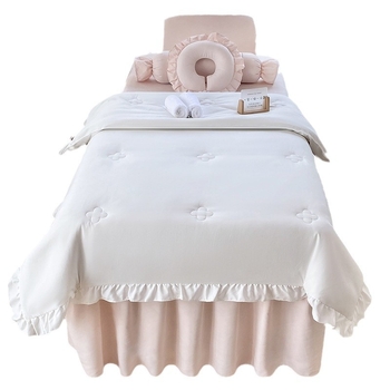 Četverodijelni set navlaka za krevet za kozmetički salon, korejski stil, minimalistički svijetao luksuz, poliester, strojno pranje, za krevet širine 0,8 m