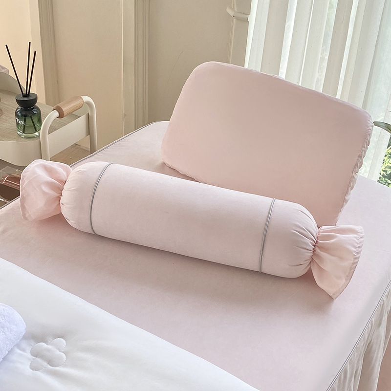 Četverodijelni set navlaka za krevet za kozmetički salon, korejski stil, minimalistički svijetao luksuz, poliester, strojno pranje, za krevet širine 0,8 m