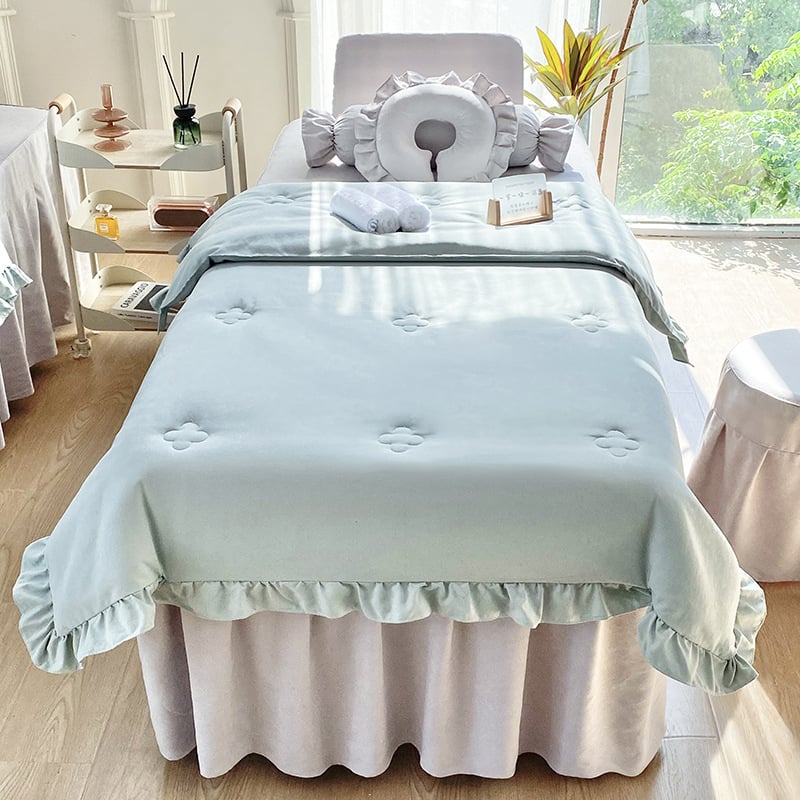 Četverodijelni set navlaka za krevet za kozmetički salon, korejski stil, minimalistički svijetao luksuz, poliester, strojno pranje, za krevet širine 0,8 m