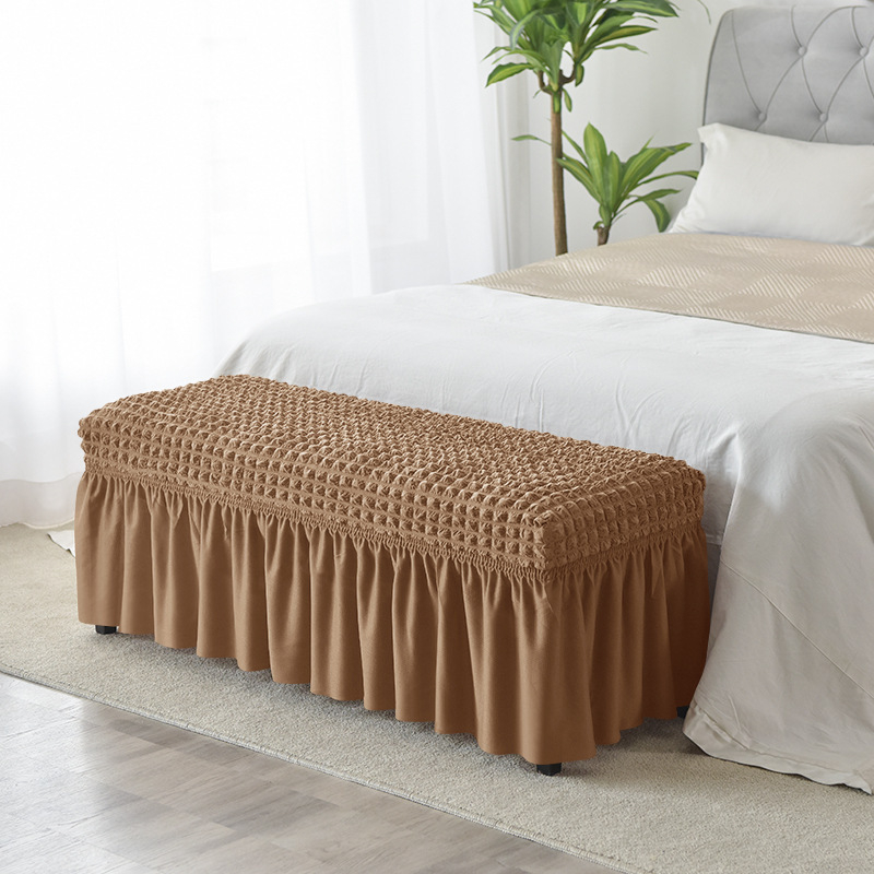 Elastīgs soliņa pārsegs ar Bubble-Grid rakstu, poliesters, putekļu aizsardzība, viesnīcas stils