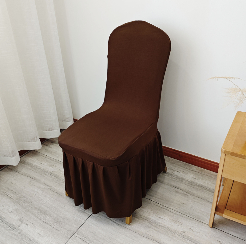 Elastična navlaka za stolicu s suknjom, materijal spandeks mlijeko svila; moderan minimalistički stil; jednostavan uzorak; dekorativna navlaka