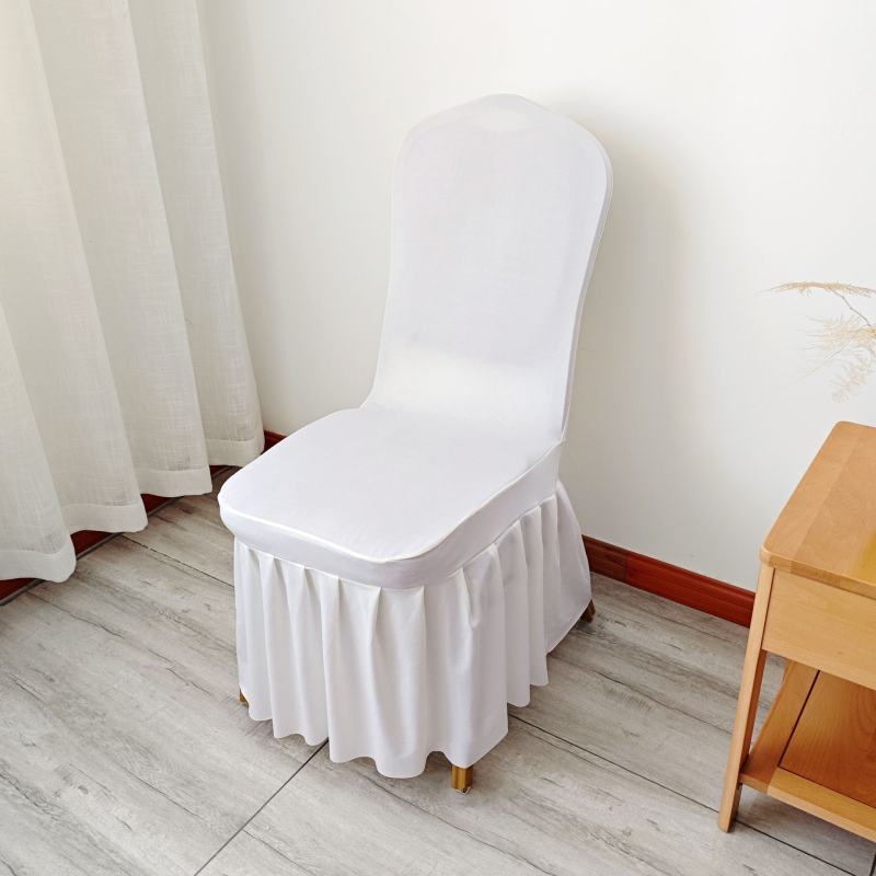 Elastična navlaka za stolicu s suknjom, materijal spandeks mlijeko svila; moderan minimalistički stil; jednostavan uzorak; dekorativna navlaka