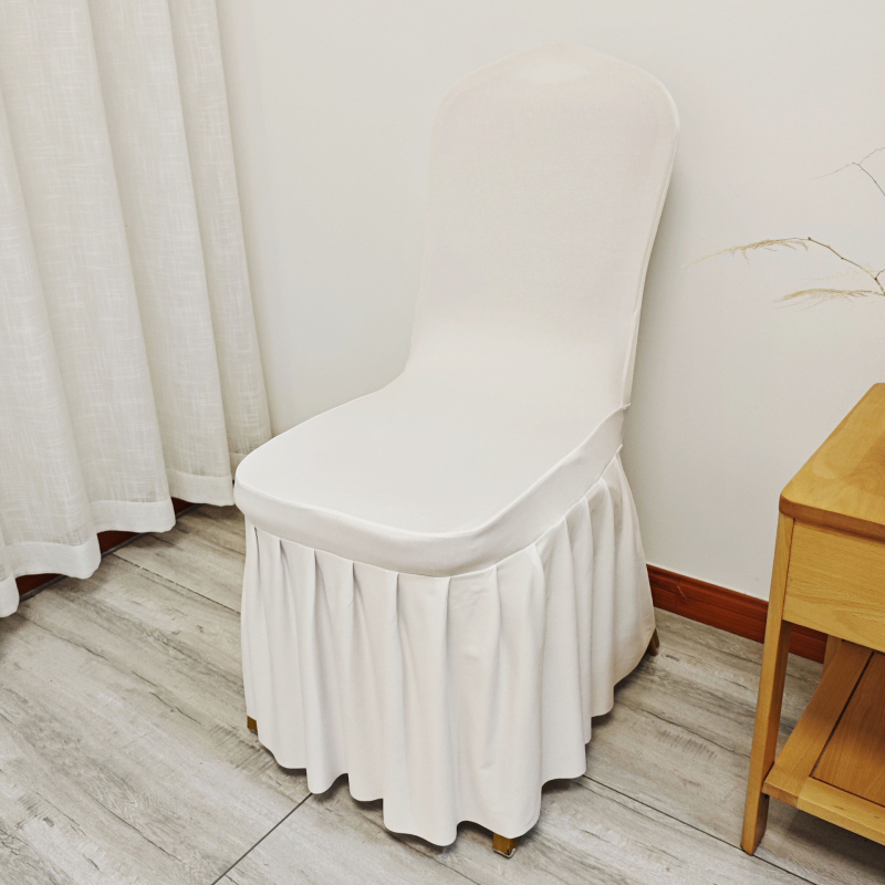 Elastična navlaka za stolicu s suknjom, materijal spandeks mlijeko svila; moderan minimalistički stil; jednostavan uzorak; dekorativna navlaka