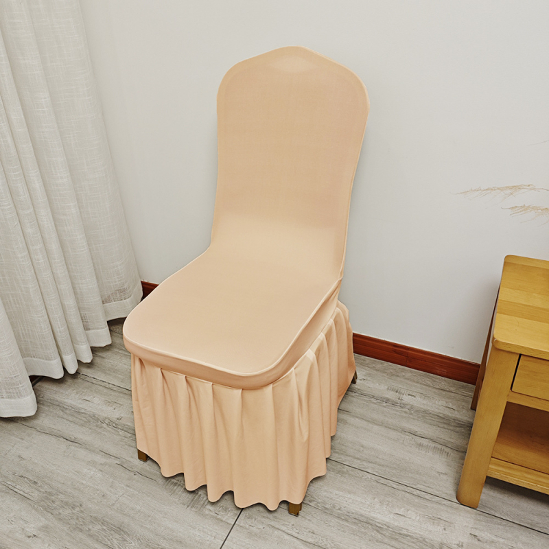 Elastična navlaka za stolicu s suknjom, materijal spandeks mlijeko svila; moderan minimalistički stil; jednostavan uzorak; dekorativna navlaka