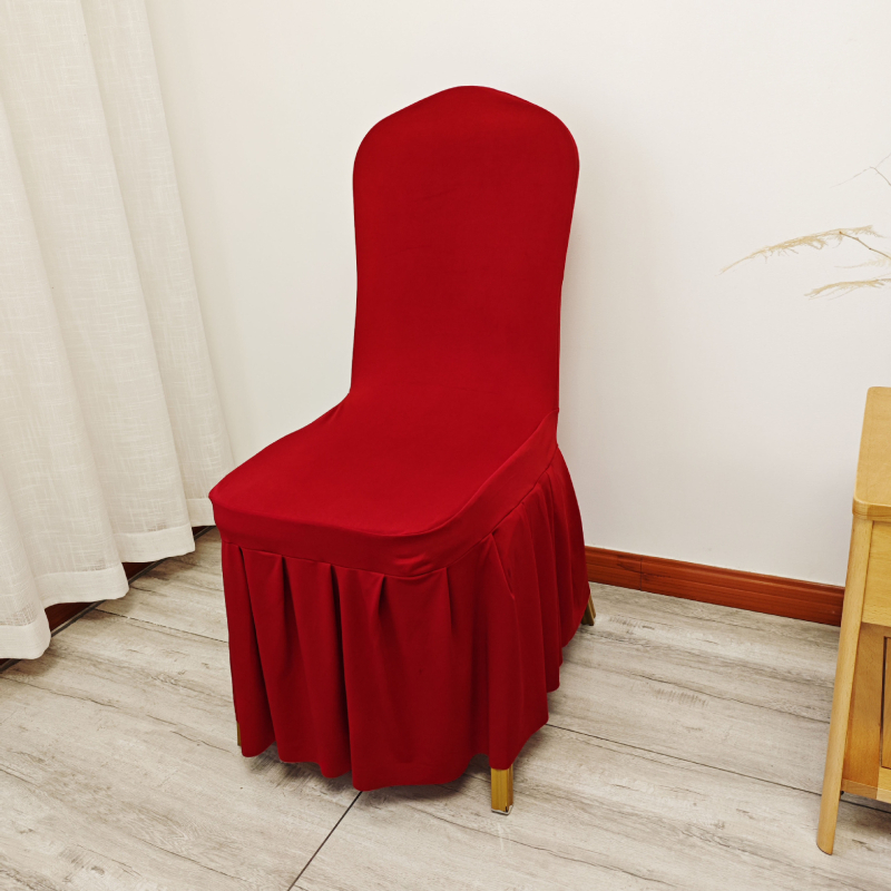 Elastična navlaka za stolicu s suknjom, materijal spandeks mlijeko svila; moderan minimalistički stil; jednostavan uzorak; dekorativna navlaka