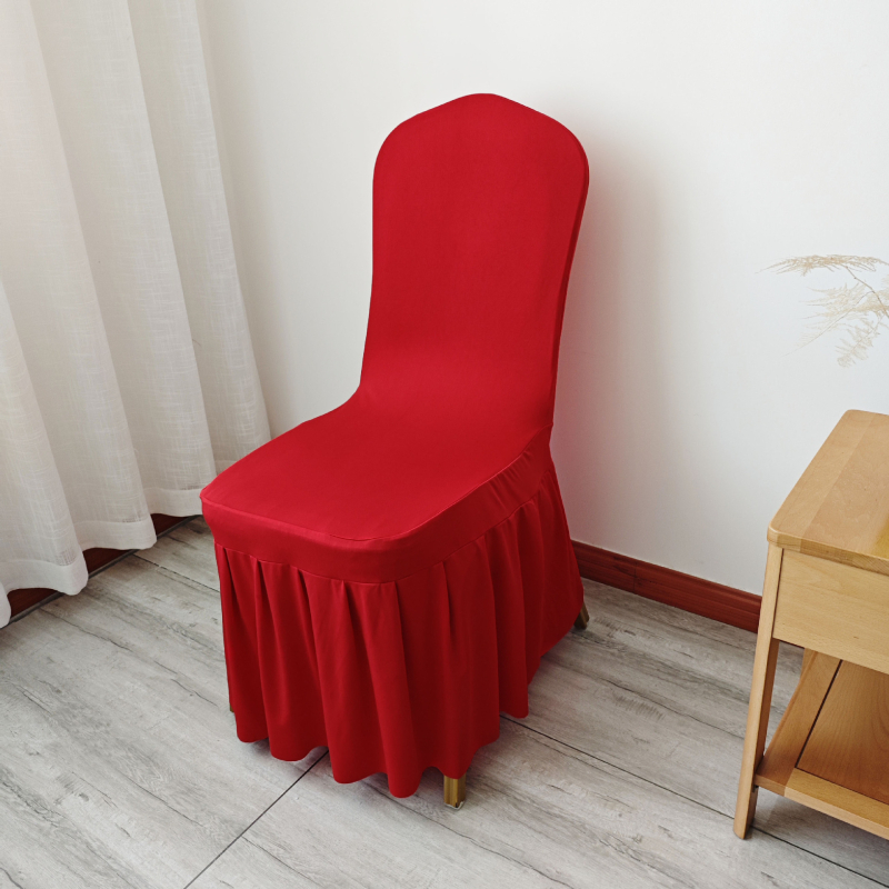 Elastična navlaka za stolicu s suknjom, materijal spandeks mlijeko svila; moderan minimalistički stil; jednostavan uzorak; dekorativna navlaka
