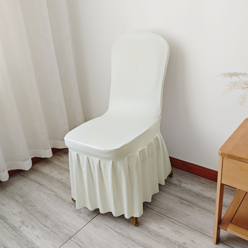 Elastična navlaka za stolicu s suknjom, materijal spandeks mlijeko svila; moderan minimalistički stil; jednostavan uzorak; dekorativna navlaka