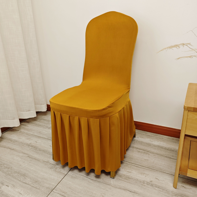 Elastična navlaka za stolicu s suknjom, materijal spandeks mlijeko svila; moderan minimalistički stil; jednostavan uzorak; dekorativna navlaka