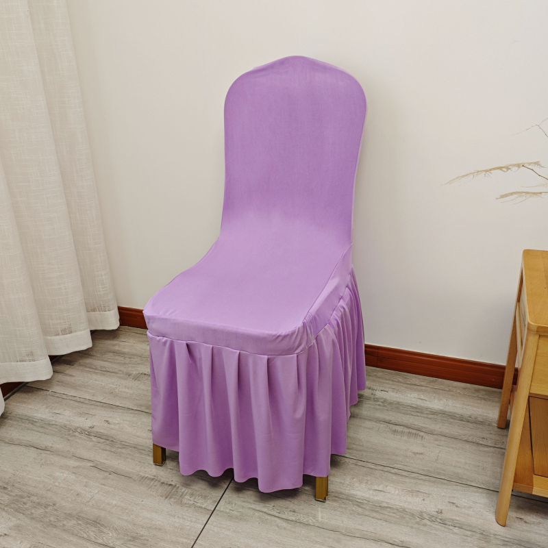 Elastična navlaka za stolicu s suknjom, materijal spandeks mlijeko svila; moderan minimalistički stil; jednostavan uzorak; dekorativna navlaka