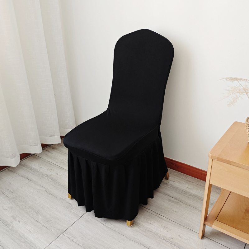 Elastična navlaka za stolicu s suknjom, materijal spandeks mlijeko svila; moderan minimalistički stil; jednostavan uzorak; dekorativna navlaka