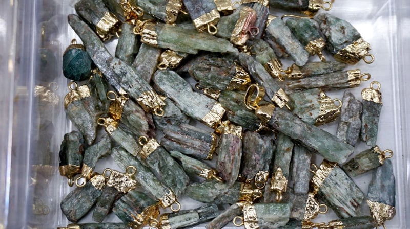 Sanshi Geometrijski nakit s kristalom – ametist, ružičasti kvarc, bijeli kristal ili citrin, elektroplatirano