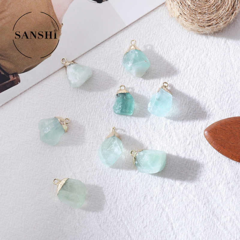 Sanshi Geometrijski nakit s kristalom – ametist, ružičasti kvarc, bijeli kristal ili citrin, elektroplatirano