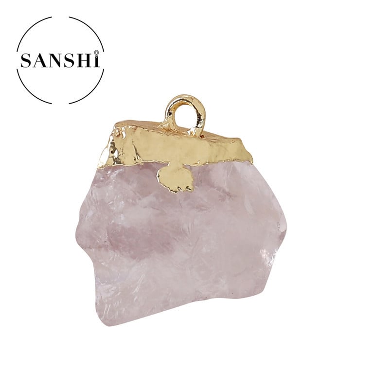 Sanshi Geometrijski nakit s kristalom – ametist, ružičasti kvarc, bijeli kristal ili citrin, elektroplatirano