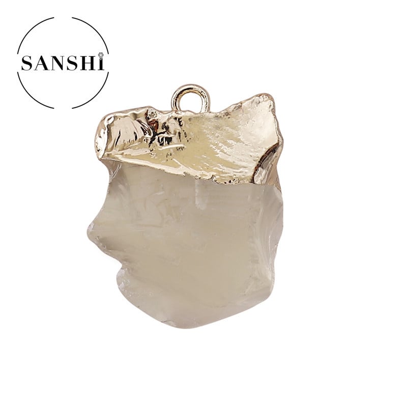 Sanshi Geometrijski nakit s kristalom – ametist, ružičasti kvarc, bijeli kristal ili citrin, elektroplatirano