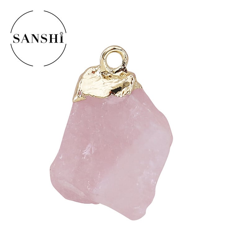 Sanshi Geometrijski nakit s kristalom – ametist, ružičasti kvarc, bijeli kristal ili citrin, elektroplatirano