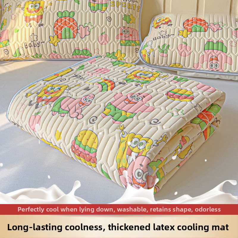 Latexová chladiaca podložka s ľadovým hodvábom, 3-4 dielna súprava, prateľná, svieži a štýlový vzhľad