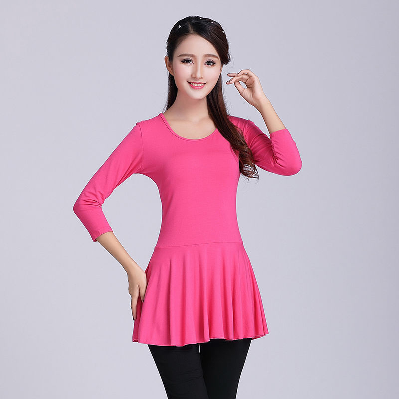 Lotynų šokių praktikos topas – ilgomis rankovėmis, Modal audinys ir triušio plaukai, skiautiniai siuvimai, scenos kostiumas