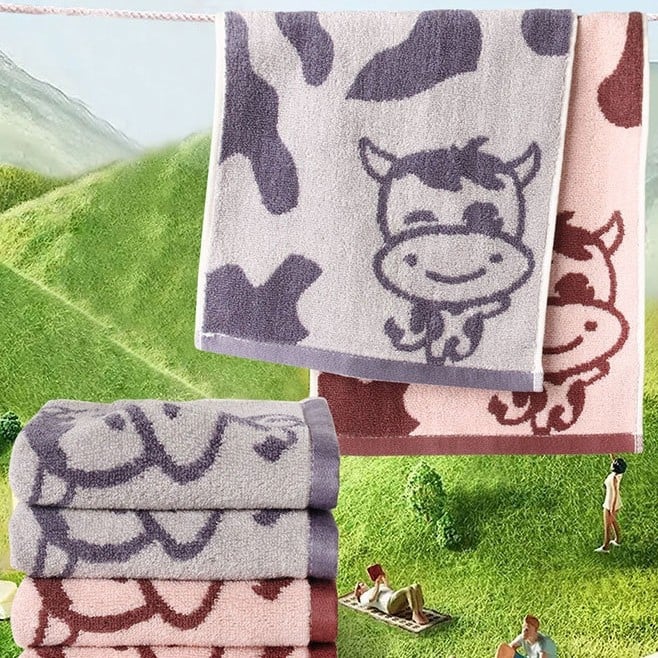 Bambusa šķiedras sejas dvielis bērniem – Jacquard, 55 g, sviedru uzsūkšana 5–10 s, karikatūras dizains