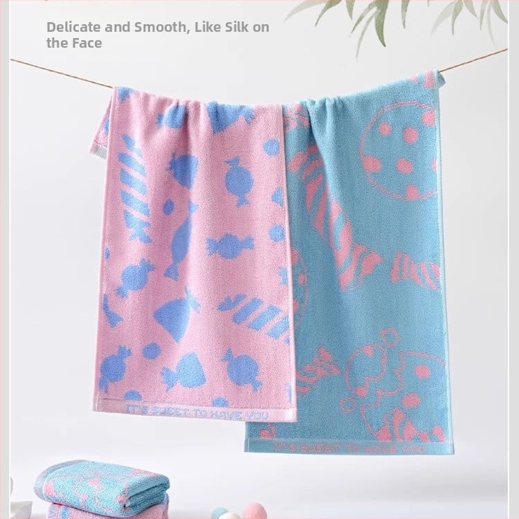 Bambusa šķiedras sejas dvielis bērniem – Jacquard, 55 g, sviedru uzsūkšana 5–10 s, karikatūras dizains