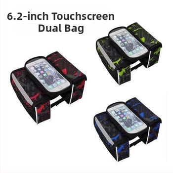 MTB dviratininko krepšiai komplektas: priekinė viršutinės vamzdelio krepšys, jutiklinio ekrano krepšys, viršutinės vamzdelio krepšys, atsparus vandeniui sėdynės krepšys