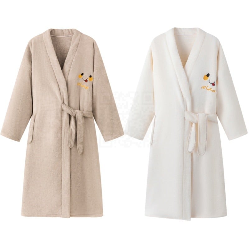 Vannas halāts vīriešiem un sievietēm, ziemas sezonā, korallvelūrs, uzsūcošs, ātri žūstošs