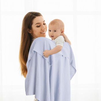 Dječja deka od 100% pamuka gazaste tkanine, jednobojna, 110×110 cm, za bebe i malu djecu.