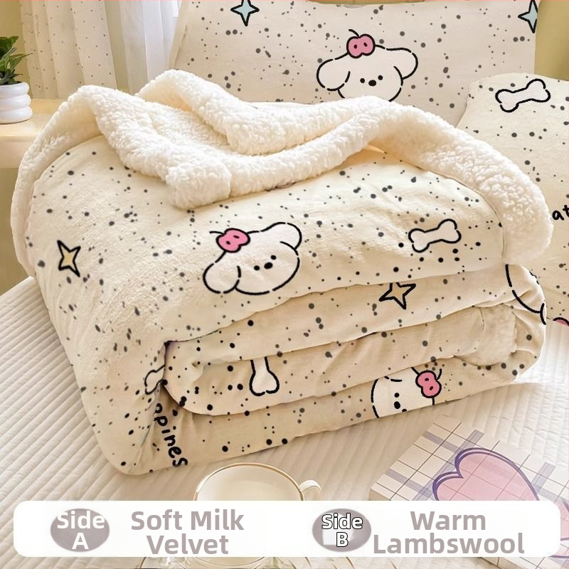 Plušā pleds ar karikatūru rakstu, visām sezonām, zem 300 g, no sintētiskām šķiedrām