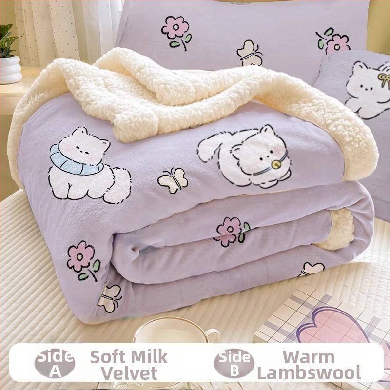 Plušā pleds ar karikatūru rakstu, visām sezonām, zem 300 g, no sintētiskām šķiedrām