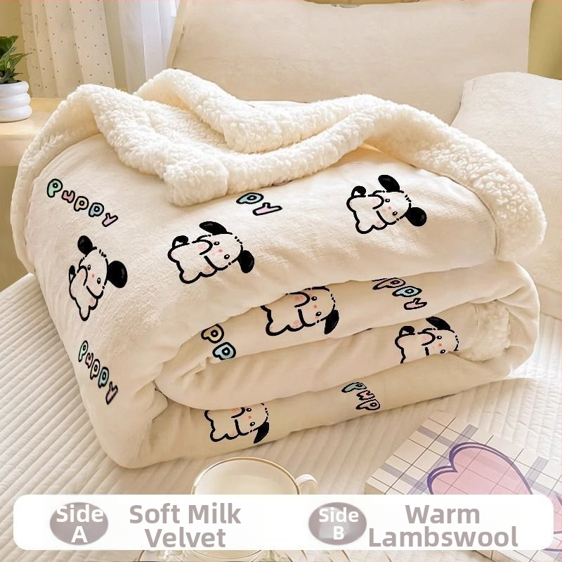 Plušā pleds ar karikatūru rakstu, visām sezonām, zem 300 g, no sintētiskām šķiedrām