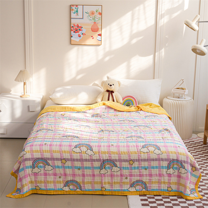 Bērnu kokvilnas sega ar karikatūras rakstu, pastoralais stils, piemērota visām sezonām, pirmās klases kvalitāte