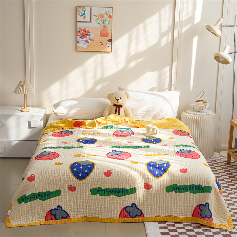 Bērnu kokvilnas sega ar karikatūras rakstu, pastoralais stils, piemērota visām sezonām, pirmās klases kvalitāte