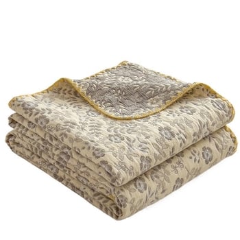 Trīs slāņu 100% kokvilnas quilt sega ar poliestera pildījumu, šuvumi, reaktīvā krāsošana, svars 1.2–1.5 kg, nordiskais stils