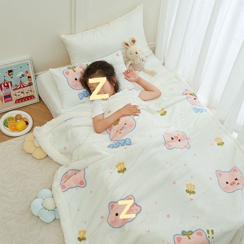 Bērnu plīša sega ar karikatūras rakstu, dvieļu tipa sega visām sezonām (zem 300 g)