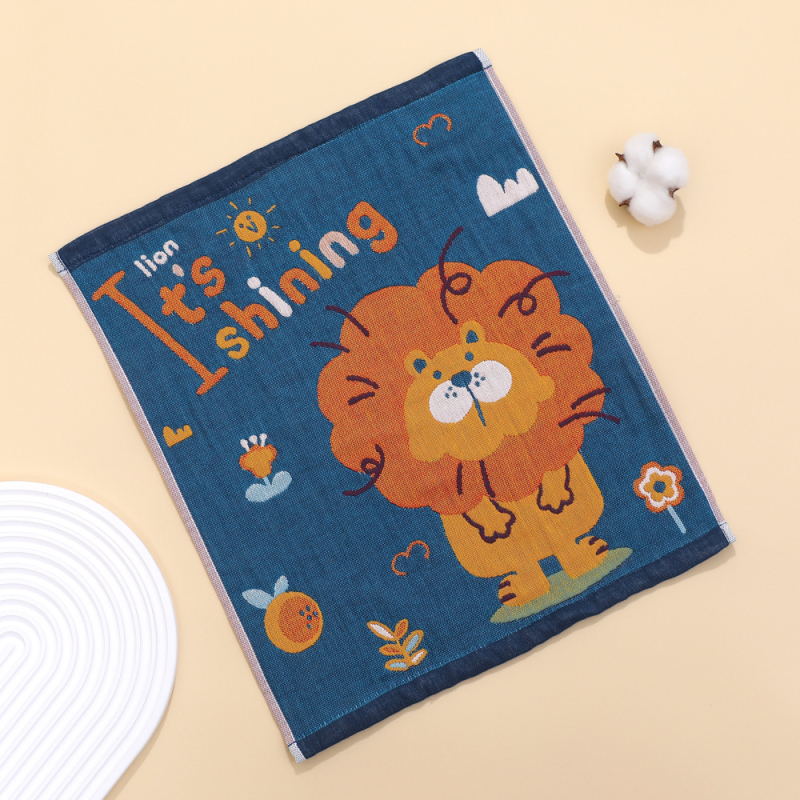 Tīras kokvilnas gāzes kvadrātveida dvielis, 32s diegs, žakarda audums, ūdens uzsūkšanās 0–5 s